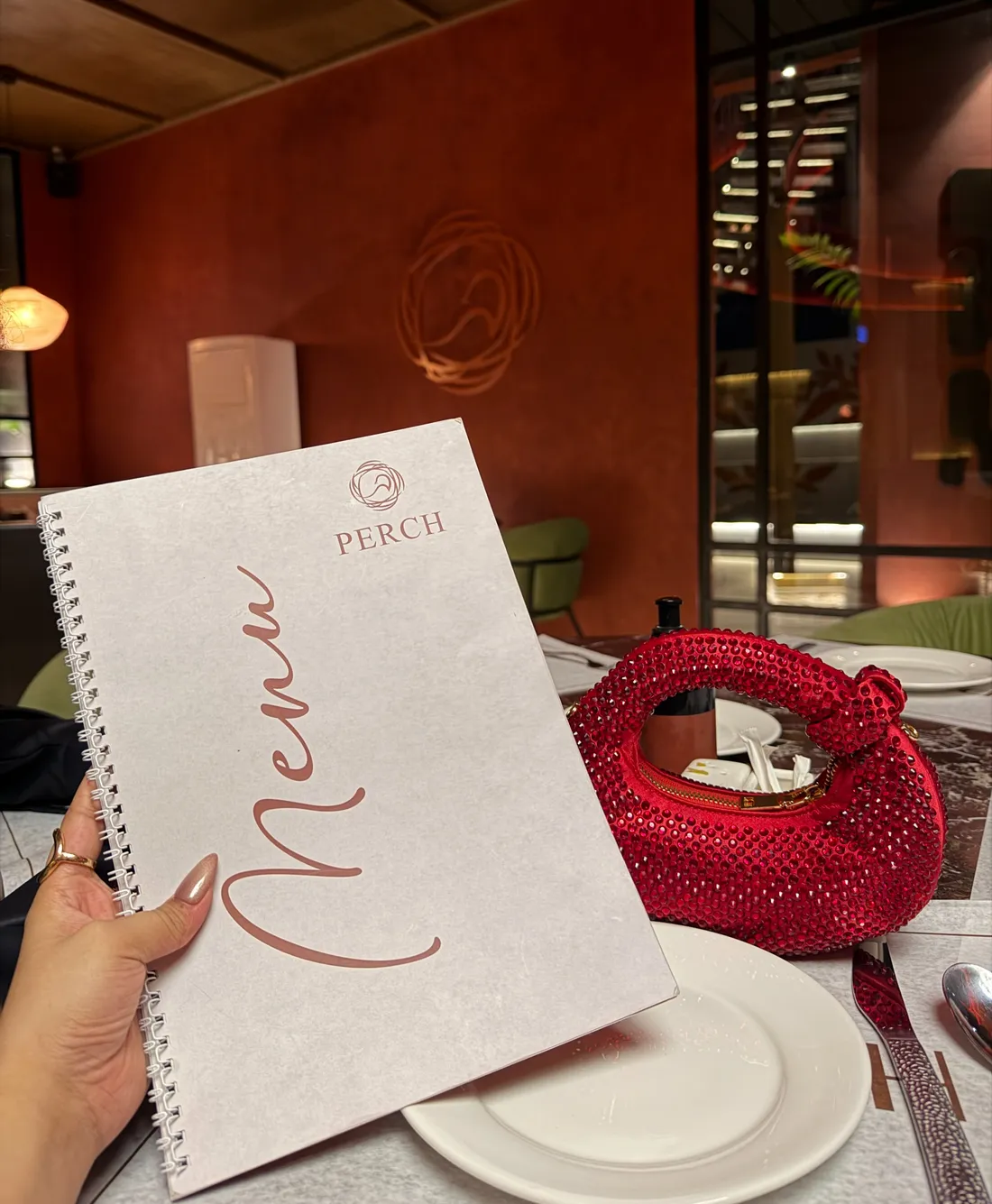 The Perch menu card at the table